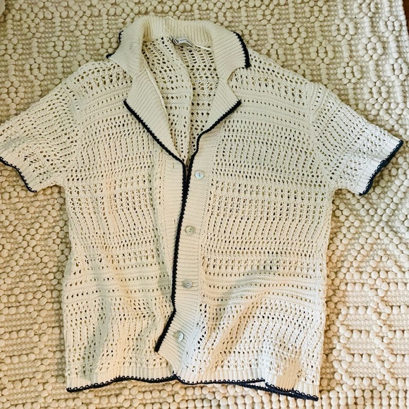 Zara Oversized Knit Cardigan with Black Trim - Picture 2 of 2